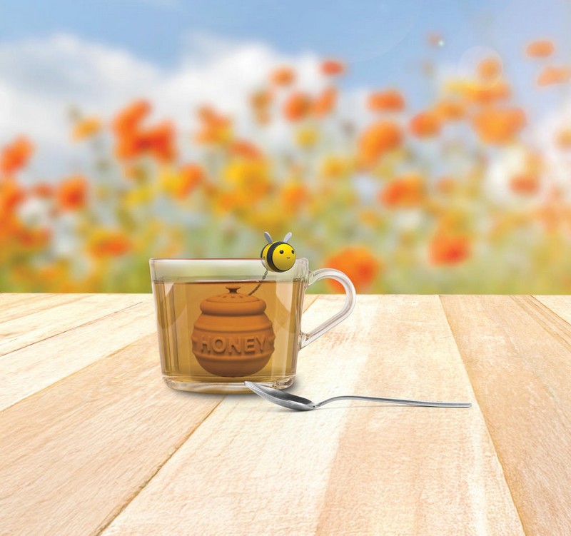 Infusore per tisane a forma di ape e barattolo del miele in silicone alimentare